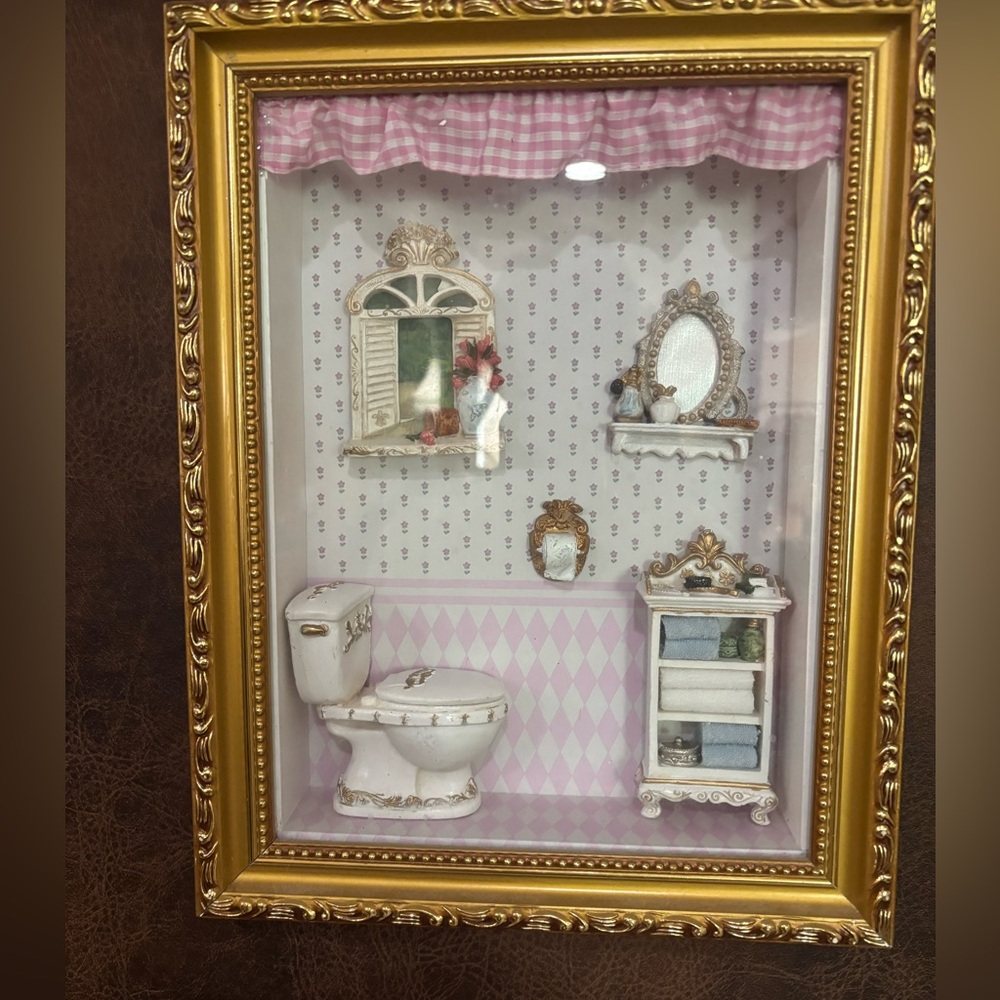 Bathroom scene shadow box